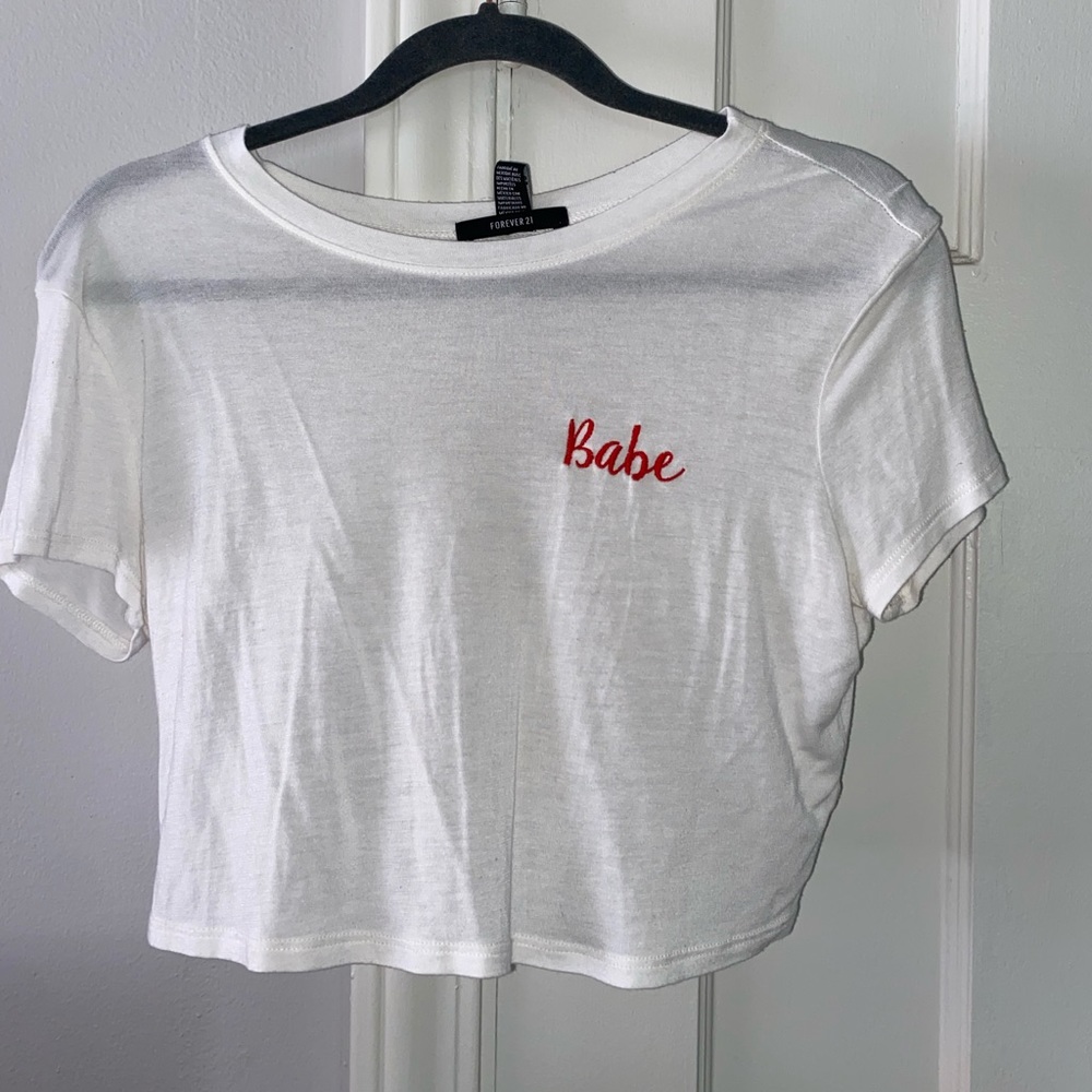 “Babe” white crop top